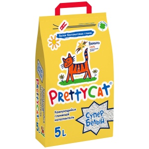 PrettyCat наполнитель комкующийся для кошачьих туалетов Супер белый с ароматом ванили 4,2 кг (5 л)