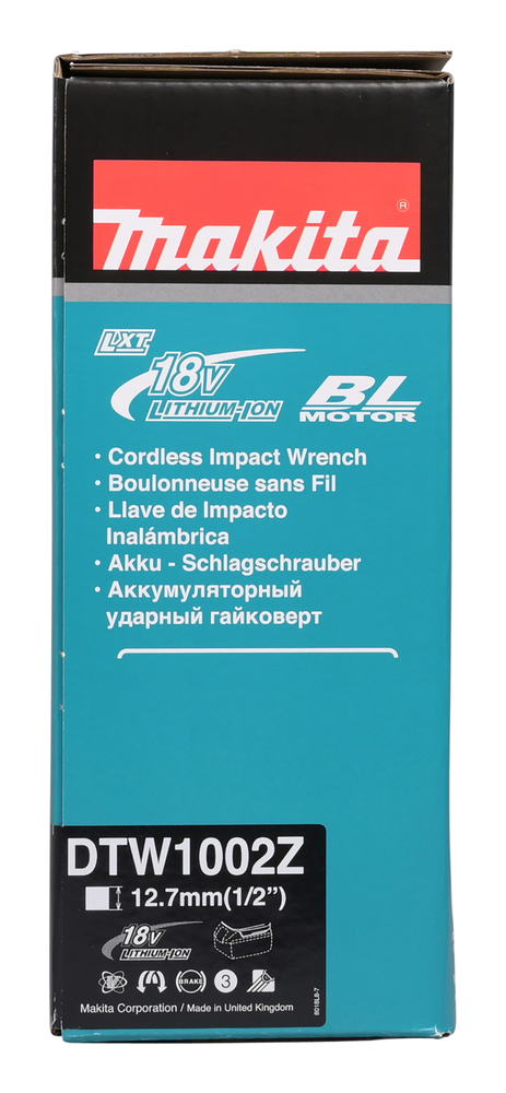 Гайковерт ударный аккумуляторный Makita DTW1002Z LXT 18В, 1/2\", 1000 Нм, 0 – 1 800 об/мин, без акб и ЗУ