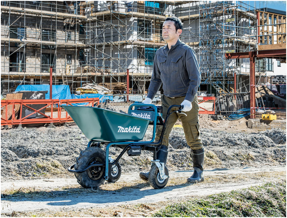Аккумуляторная самоходная тележка Makita DCU180Z 18В, грузоподъемность 130 кг., 12 градусов подъем, 2 скорости вперед, без акб и З/У