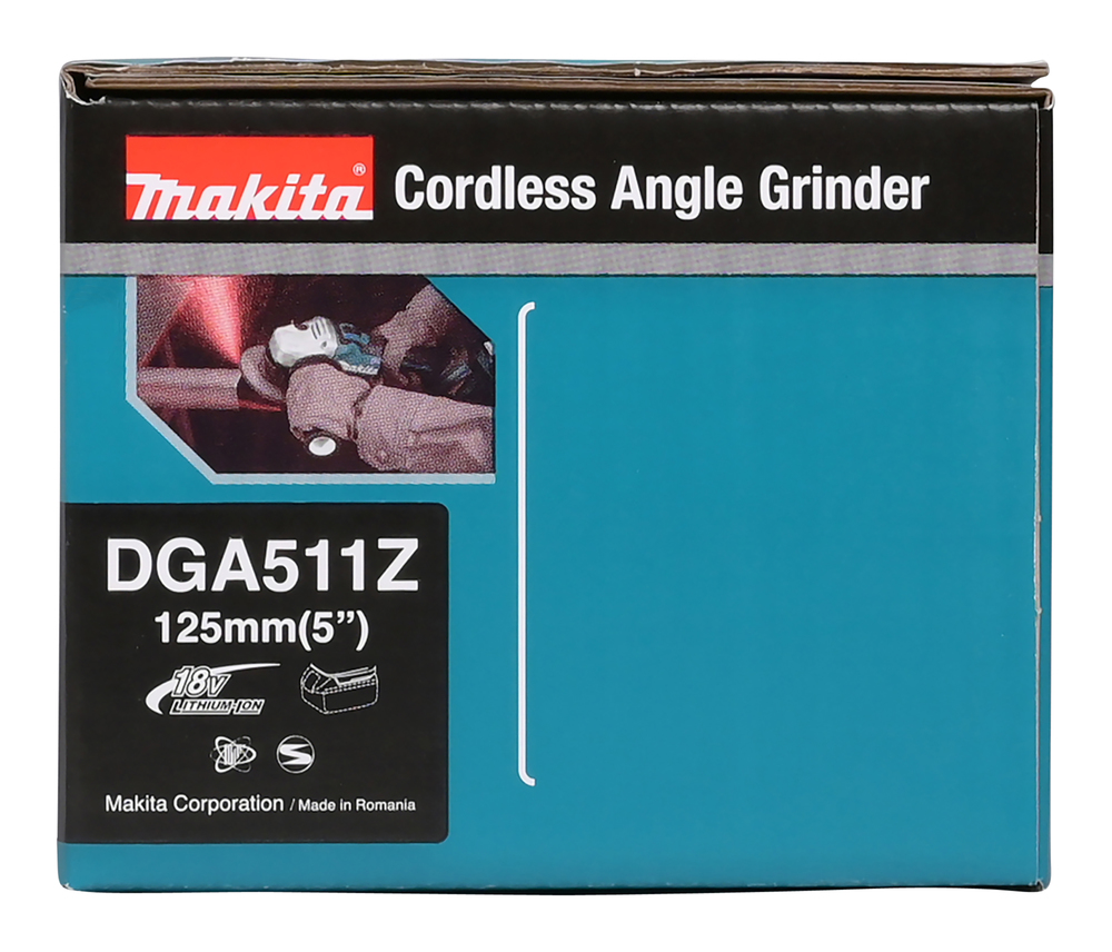 Угловая шлифмашина аккумуляторная Makita DGA511Z LXT 18В, 125 мм, 3000 - 8500 об/мин, без акб и ЗУ