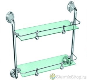 Полка двойная стеклянная с бортиком 3112
