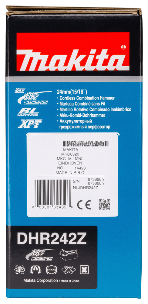 Перфоратор аккумуляторный Makita DHR242Z LXT 18В, 24 мм, 2,0 Дж, SDS-PLUS, без акб и ЗУ