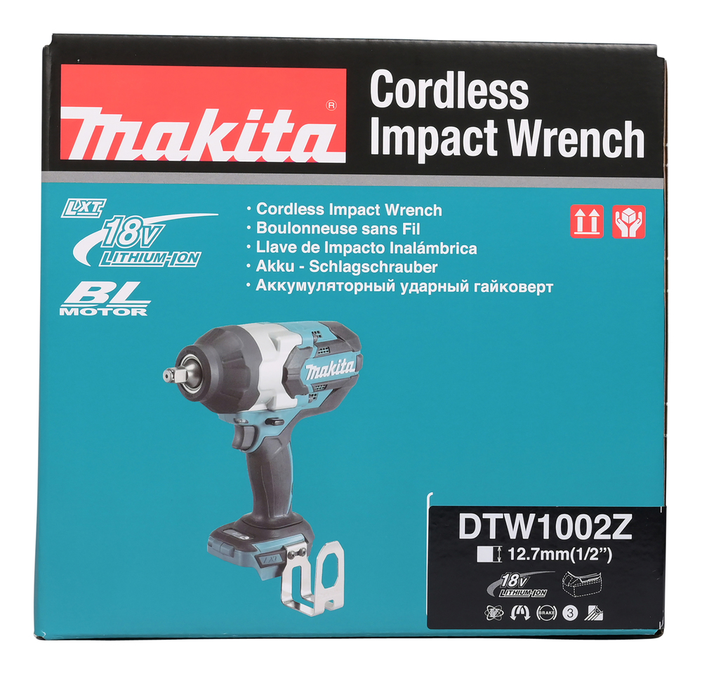Гайковерт ударный аккумуляторный Makita DTW1002Z LXT 18В, 1/2\", 1000 Нм, 0 – 1 800 об/мин, без акб и ЗУ