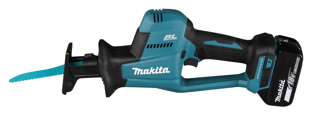 Пила сабельная аккумуляторная Makita DJR189Z LXT BL 18В, ход 22мм, рез 255мм, XPT, электрический тормоз, регулировка оборотов, поддержание оборотов под нагрузкой, бесключевая смена полотна, подсветка, без акб и ЗУ