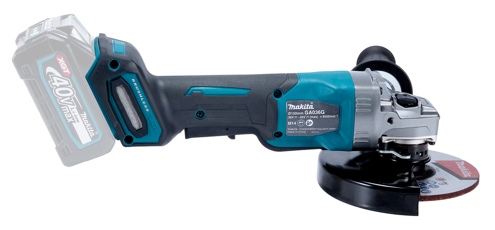 Угловая шлифмашина аккумуляторная Makita GA036GZ XGT BL 40В, 150 мм, 8500 об/мин, без акб и ЗУ