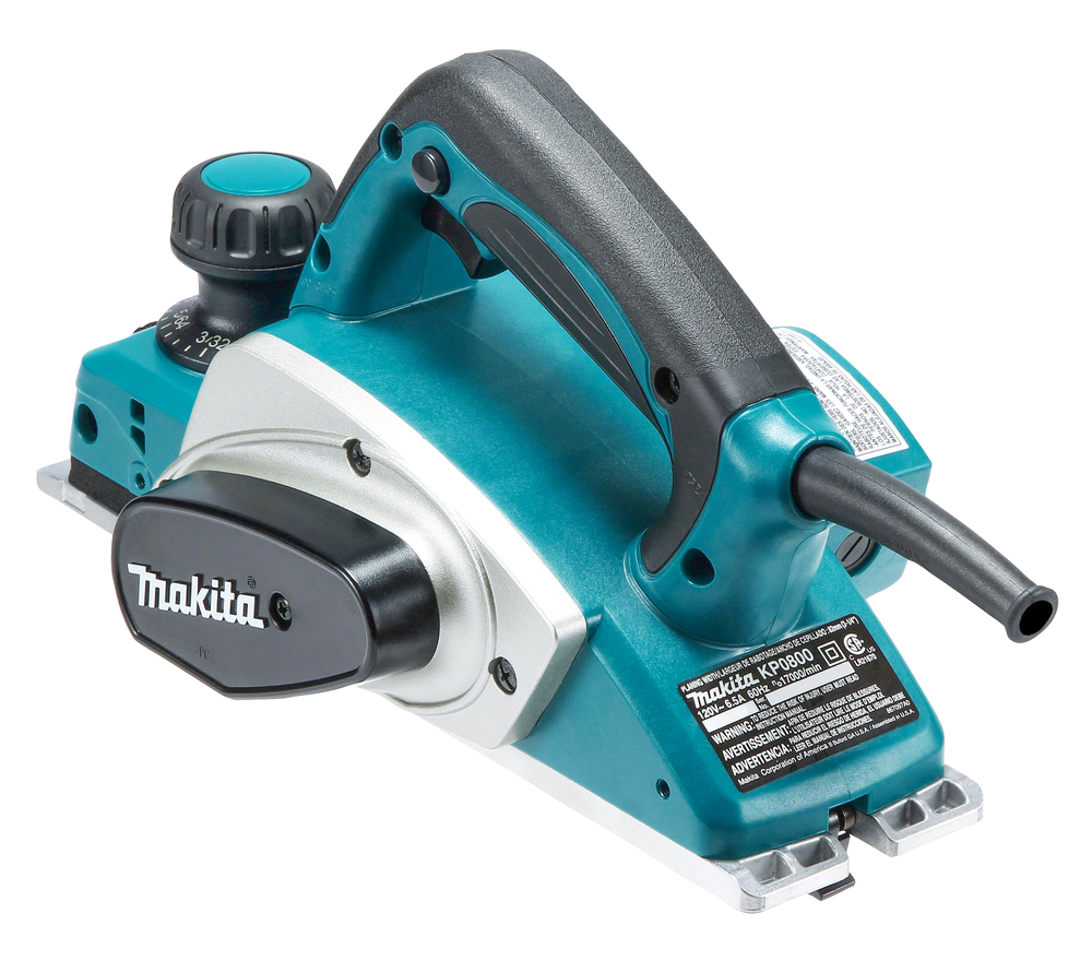 Рубанок электрический  Makita KP0800 620 Вт, 17000 об\м, ширина-82 мм, глуб-2.5 мм, 2.6 кг, кор