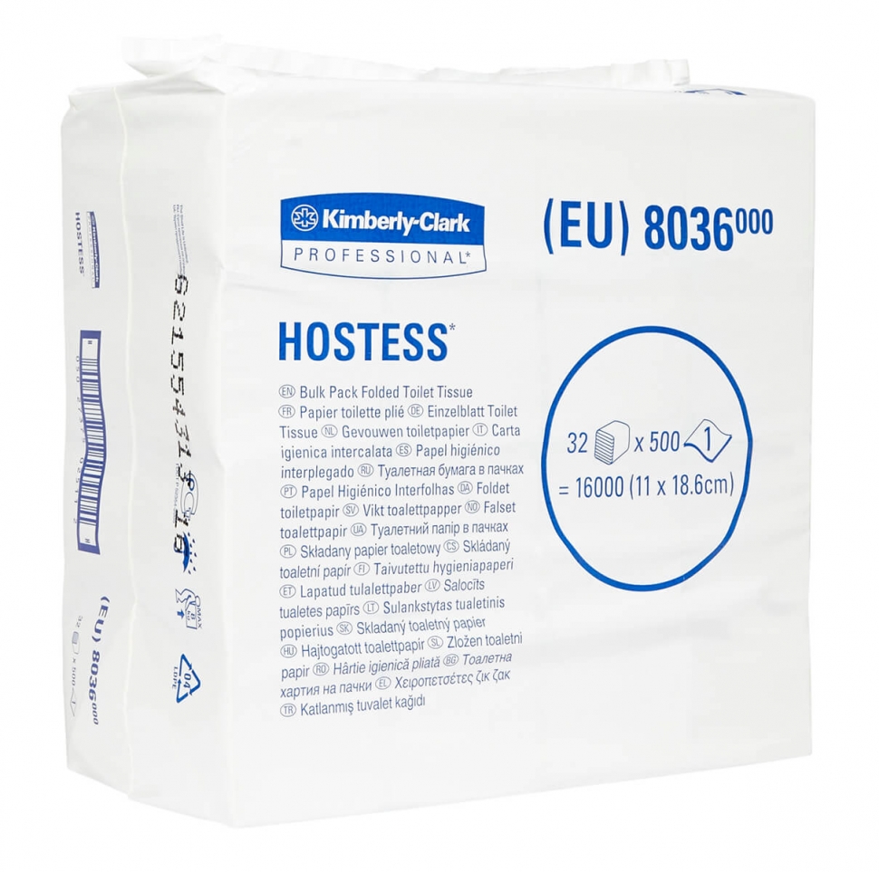 Туалетная бумага в пачках Kimberly-Clark HOSTESS 8036 однослойная