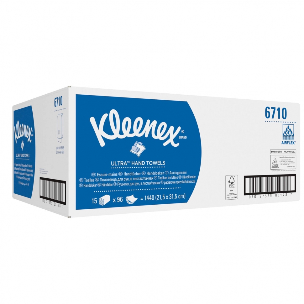 Бумажные полотенца в пачках Kimberly-Clark Клинекс 6710, трехслойные, s-сложения