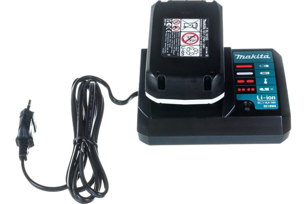 Ударная дрель-шуруповерт аккумуляторная Makita HP488DWE G-серия 18В, 2х1.5 Ач, 42 Нм, 1400 об/мин
