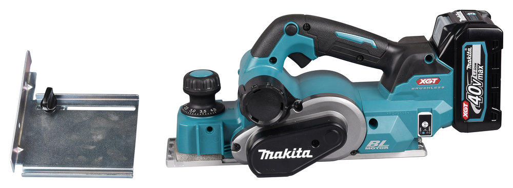 Рубанок аккумуляторный  Makita KP001GZ б\щет, 40В, XGT, 15000 об\м, ширина 82 мм, глуб. 4 мм, 3.7 кг, XPT, AWS, без акб и ЗУ