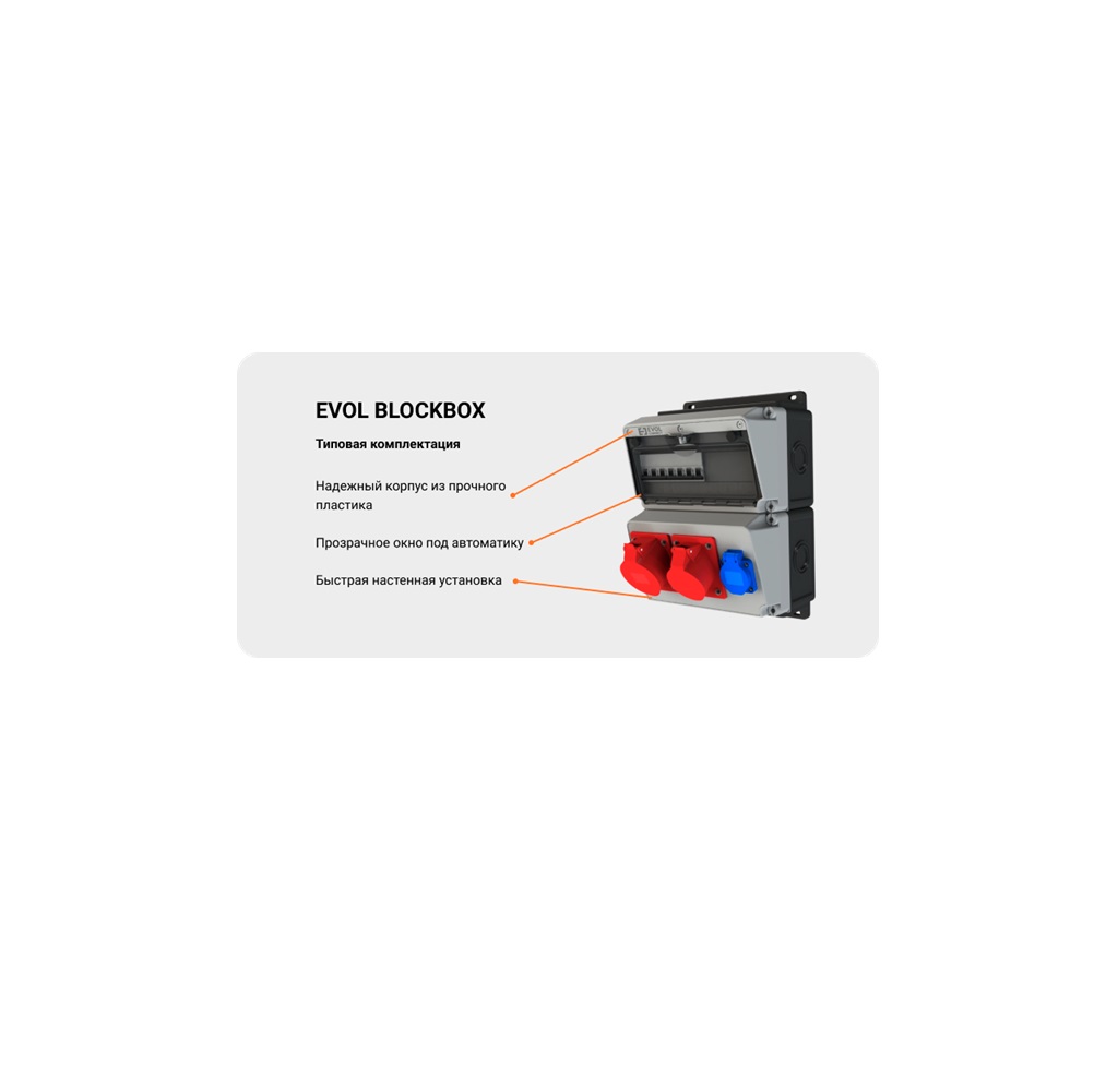 Навесной щит с розетками 220В + 380В EVOL BlockBox 0104-022-1
