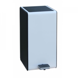 Корзина MERIDA KIB425 с педалью, прямоугольная 7 л, металл, белая с черными боками (имитация кожи)