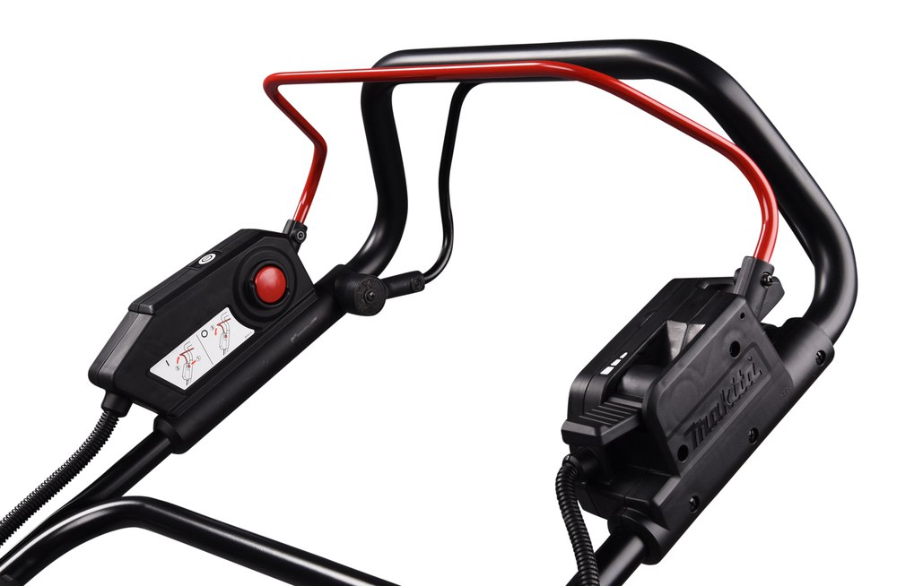 Газонокосилка аккумуляторная Makita DLM538CT2 LXT 2х18 В, 860 Вт, дека 53 см, 70 л, 4в1, XPT, (2xBL1850B, DC18SH)