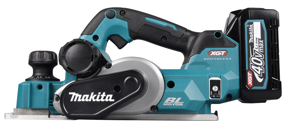 Рубанок аккумуляторный  Makita KP001GZ б\щет, 40В, XGT, 15000 об\м, ширина 82 мм, глуб. 4 мм, 3.7 кг, XPT, AWS, без акб и ЗУ