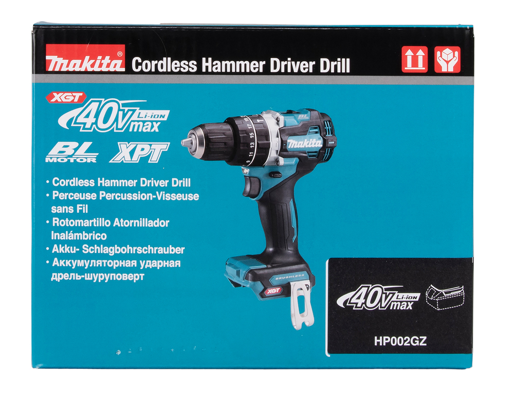 Ударная дрель-шуруповерт аккумуляторная Makita HP002GZ XGT 40В, 65 Нм, 2200 об/мин, без акб и ЗУ
