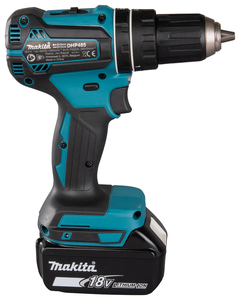Аккумуляторная ударная дрель-шуруповерт Makita DHP485SYE 18В, 2х1,5 Ач Li-ion, 50 Нм, 1 900 об/мин