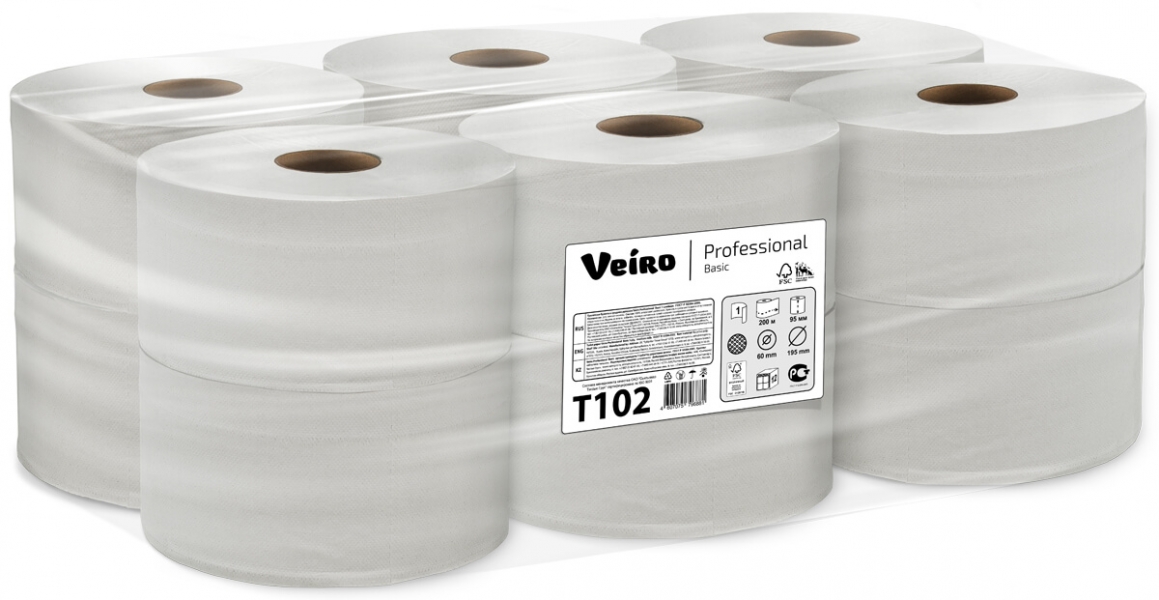 Туалетная бумага в средних рулонах Veiro Professional Basic T102