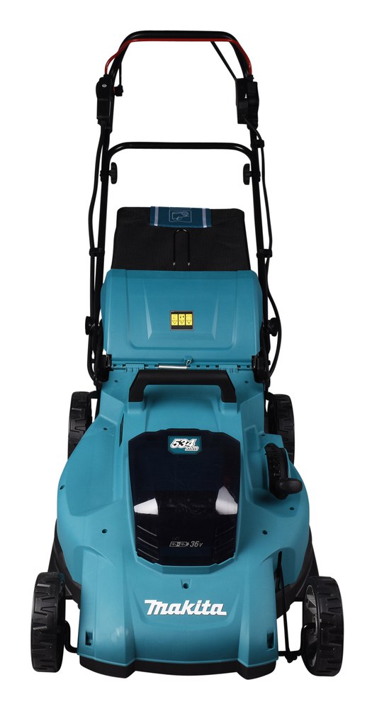 Газонокосилка аккумуляторная Makita DLM538CT2 LXT 2х18 В, 860 Вт, дека 53 см, 70 л, 4в1, XPT, (2xBL1850B, DC18SH)