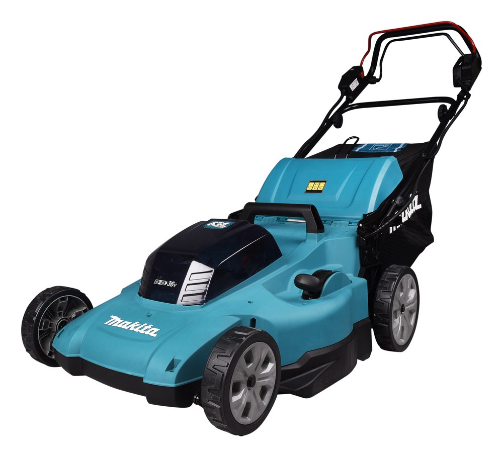 Газонокосилка аккумуляторная Makita DLM538CT2 LXT 2х18 В, 860 Вт, дека 53 см, 70 л, 4в1, XPT, (2xBL1850B, DC18SH)