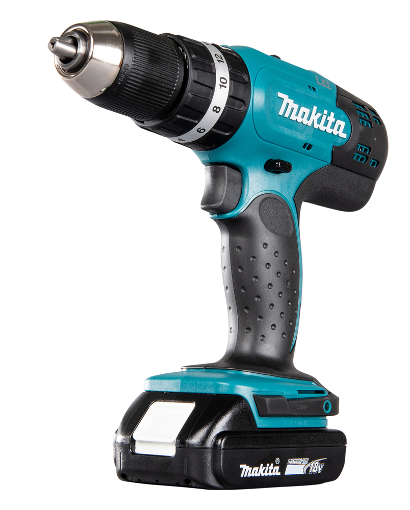 Ударная дрель-шуруповерт аккумуляторная Makita DHP453SYE LXT 18В, 2х1.5 Ач, 42 Нм, 1300 об/мин