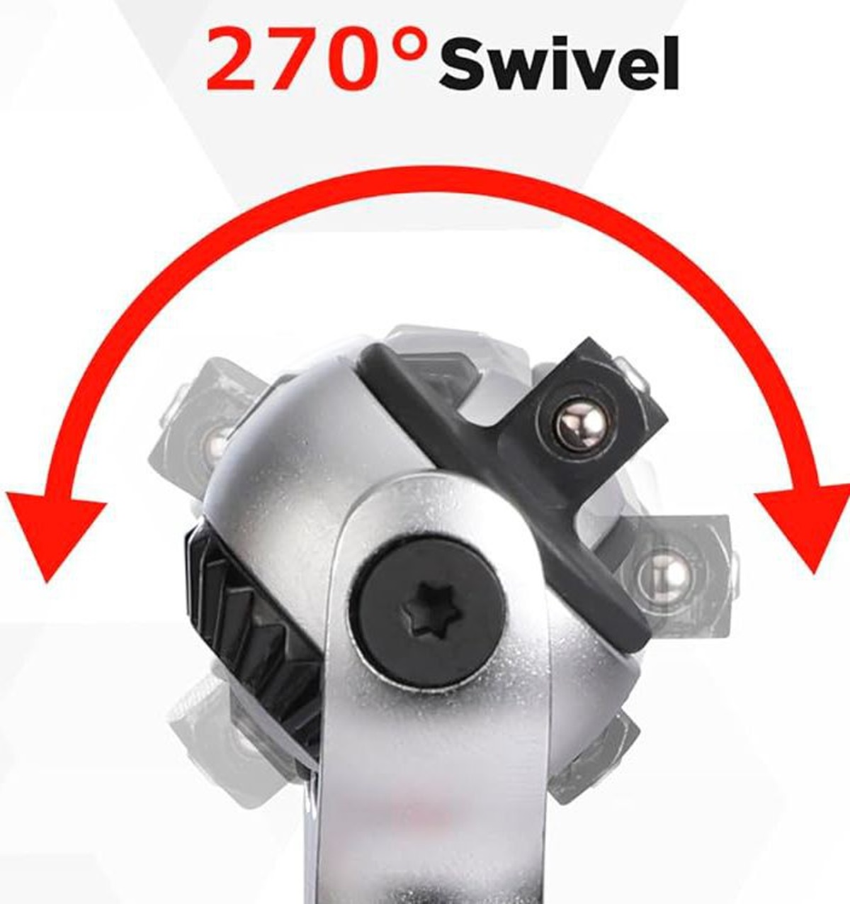 Трещотка ручная 1/4" 72 зуба с поворотной головой типа циклоп WORKPRO