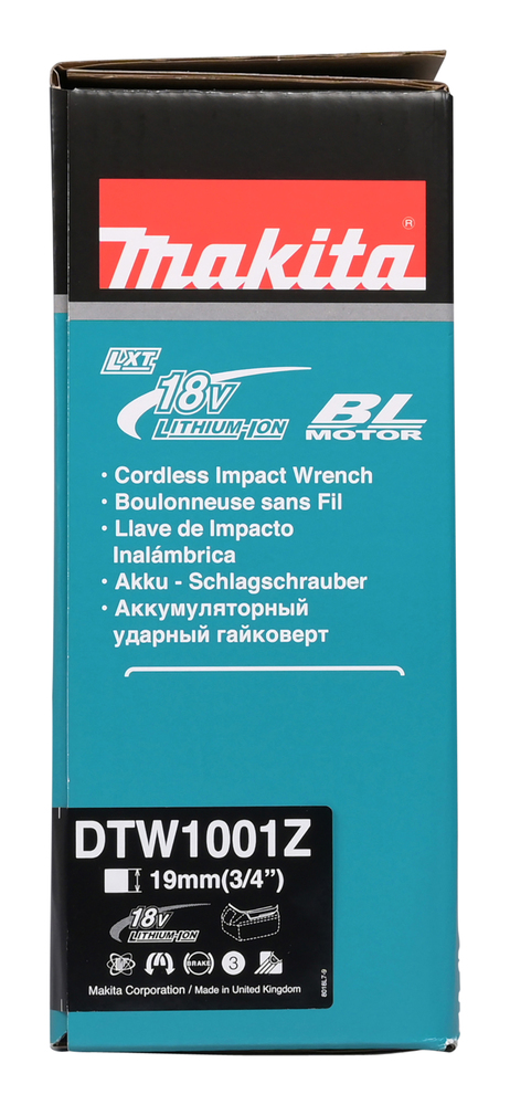 Аккумуляторный ударный гайковерт Makita DTW1001Z LXT 18В, 3/4\", 1 050 Нм, 0 – 1 800 об/мин, без акб и З/У