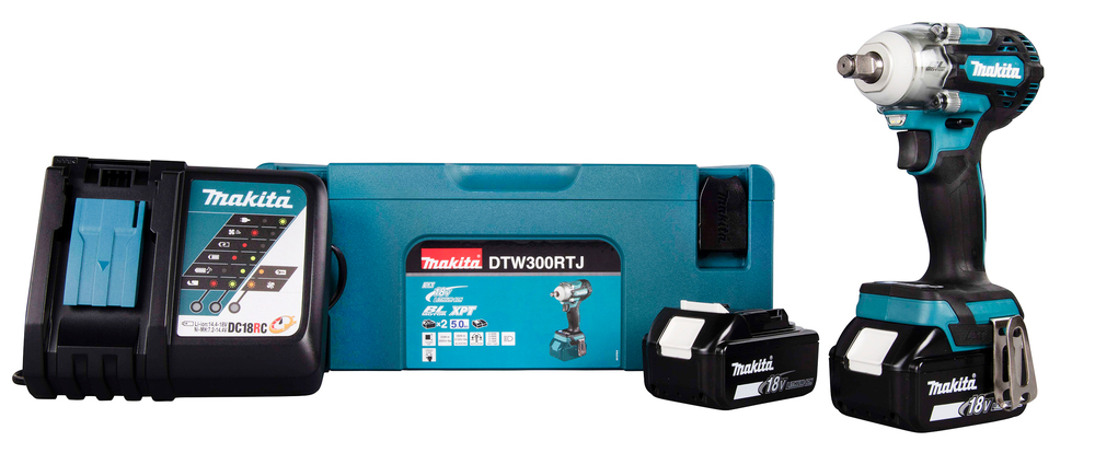 Гайковерт ударный аккумуляторный Makita DTW300RTJ LXT 18В, 2х5.0 Ач, 1/2\", 330 Нм, 0 – 3200 об/мин