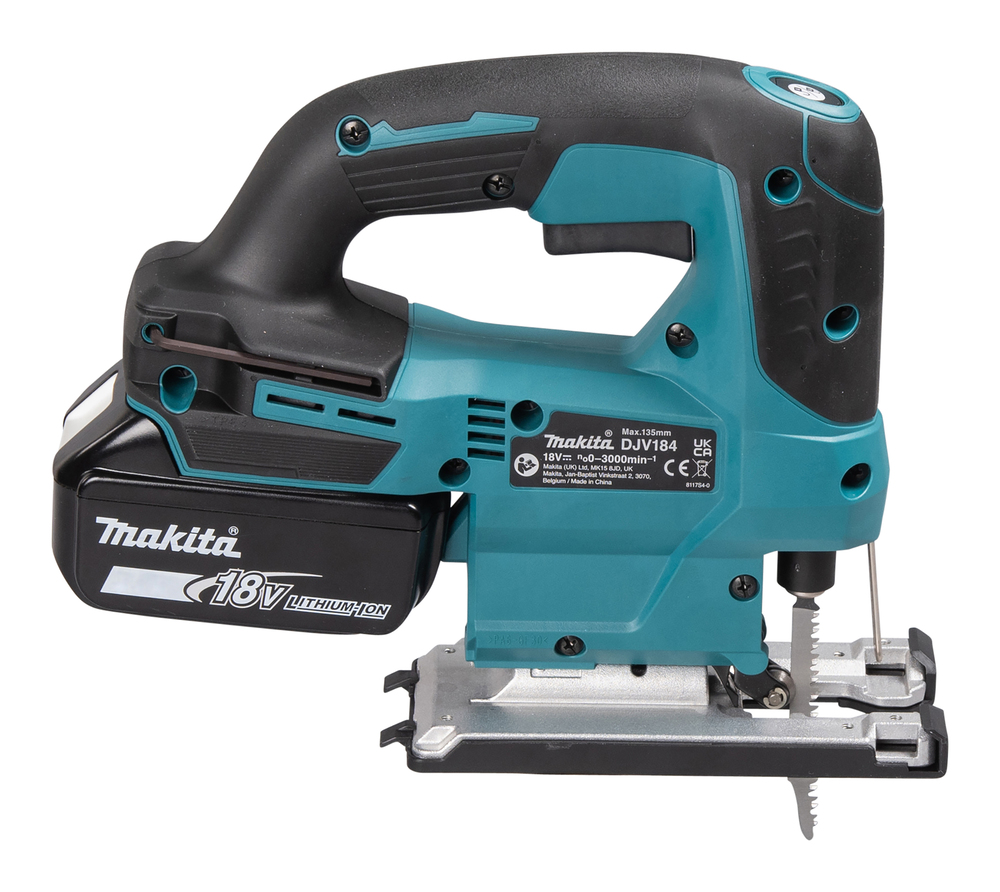 Лобзик аккумуляторный Makita DJV184Z LXT BL 18В, XPT, SOFT NO LOAD, регул. ампл., скорости, 3000 об./мин, плав. пуск, стабилизац, без акб и ЗУ