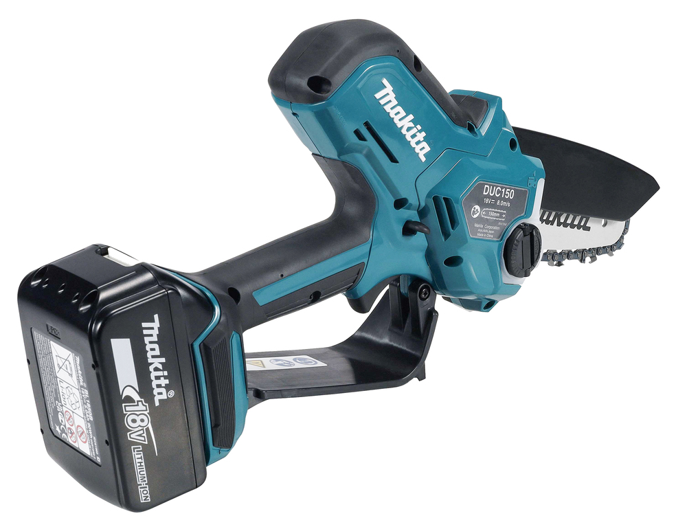 Пила цепная аккумуляторная Makita DUC150Z LXT BL 18В, 320 Вт, 6"/15 см, 0,325", 1,1мм, 8 м/с, XPT, без акб и ЗУ