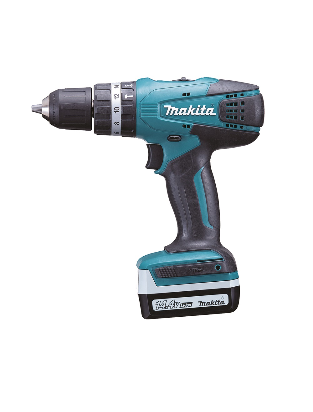 Ударная дрель-шуруповерт аккумуляторная Makita HP347DWE G-серия 14.4В, 2х1.5 Ач, 30 Нм, 1400 об/мин