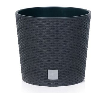 Кашпо для цветов Prosperplast Rato Round 37,65+35л, антрацит
