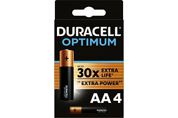 Элемент питания Duracell AA алкалиновые 1,5v 4шт LR6-4BL Optimum