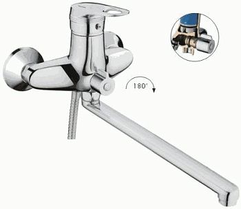 СМЕСИТЕЛЬ ДЛЯ ВАННЫ LEDEME L2256, ДЛИННЫЙ ИЗЛИВ