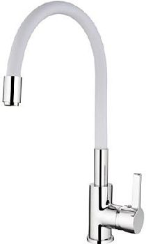 СМЕСИТЕЛЬ ДЛЯ КУХНИ LEDEME L4898-3, ГИБКИЙ ИЗЛИВ БЕЛЫЙ