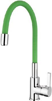 СМЕСИТЕЛЬ ДЛЯ КУХНИ LEDEME L4898-5, ГИБКИЙ ИЗЛИВ ЗЕЛЁНЫЙ