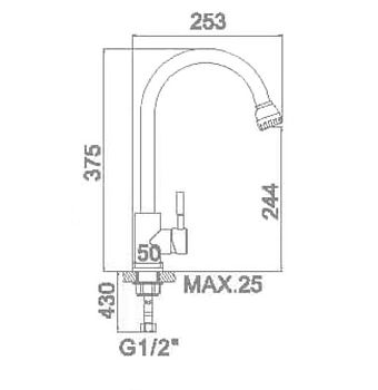 СМЕСИТЕЛЬ ДЛЯ КУХНИ LEDEME L74205 НЕРЖАВЕЮЩАЯ СТАЛЬ
