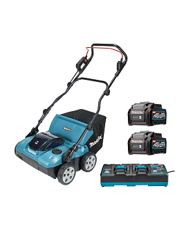 Скарификатор-аэратор аккумуляторный Makita UV001GM201 40v MAX, 2х4.0 Ач, 1700 Вт, 38 см, 50 л, (2xBL4040;DC40RB)
