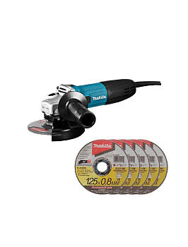 Угловая шлифмашина электрическая Makita GA5030RX8 720 Вт, 125 мм, 11000 об\м, 5 дисков