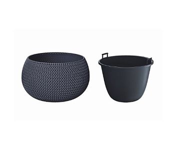 Кашпо для цветов Prosperplast Splofy Bowl 9л, антрацит