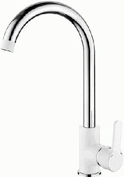 СМЕСИТЕЛЬ ДЛЯ КУХНИ LEDEME КАРТРИДЖ Д.35ММ,С ГАЙКОЙ, БЕЛЫЙ, L4003W