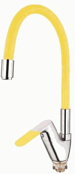 СМЕСИТЕЛЬ ДЛЯ КУХНИ LEDEME L4153-4, ГИБКИЙ ИЗЛИВ БОКОВОЙ, ЖЁЛТЫЙ