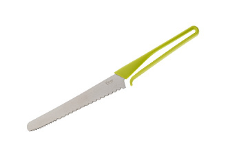Нож кухонный для хлеба 15 см, серия Shikisai V-Flex, рукоять зеленая