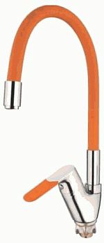 СМЕСИТЕЛЬ ДЛЯ КУХНИ LEDEME L4153-7, ГИБКИЙ ИЗЛИВ БОКОВОЙ, ОРАНЖЕВЫЙ