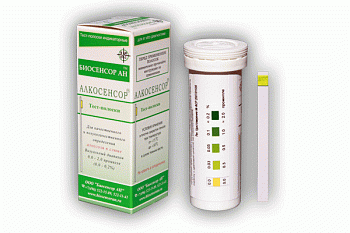 Полоски индикаторные для качественного и полуколичественного определения  алкоголя в слюне "АЛКОСЕНСОР"