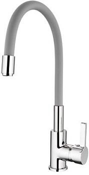 СМЕСИТЕЛЬ ДЛЯ КУХНИ LEDEME L4898-9, ГИБКИЙ ИЗЛИВ СЕРЫЙ