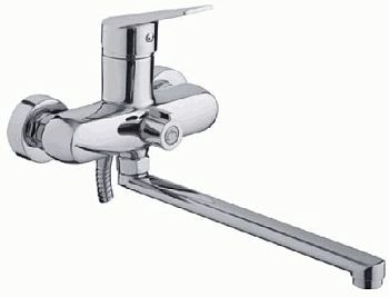 СМЕСИТЕЛЬ ДЛЯ ВАННЫ И ДУША LEDEME L2240, ЭКО-КАРТРИДЖ, ДЛИННЫЙ ИЗЛИВ