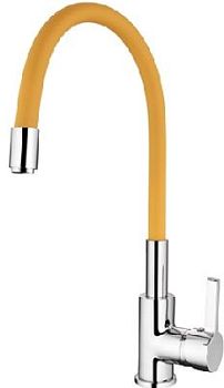 СМЕСИТЕЛЬ ДЛЯ КУХНИ LEDEME L4898-4, ГИБКИЙ ИЗЛИВ ЖЁЛТЫЙ