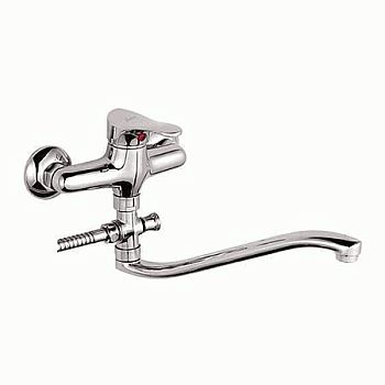 СМЕСИТЕЛЬ ДЛЯ ВАННЫ И ДУША LEDEME L2114-В, ИЗОГНУТЫЙ ИЗЛИВ