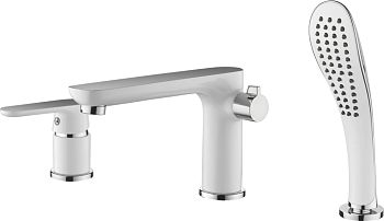 СМЕСИТЕЛЬ ДЛЯ ВАННЫ LEDEME L1153W ВРЕЗНОЙ НА 3 ОТВЕРСТИЯ, БЕЛЫЙ/ХРОМ