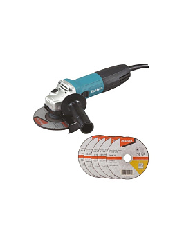 Угловая шлифмашина электрическая Makita GA5030RX9 720 Вт, 125 мм, 11000 об\м, 5 дисков